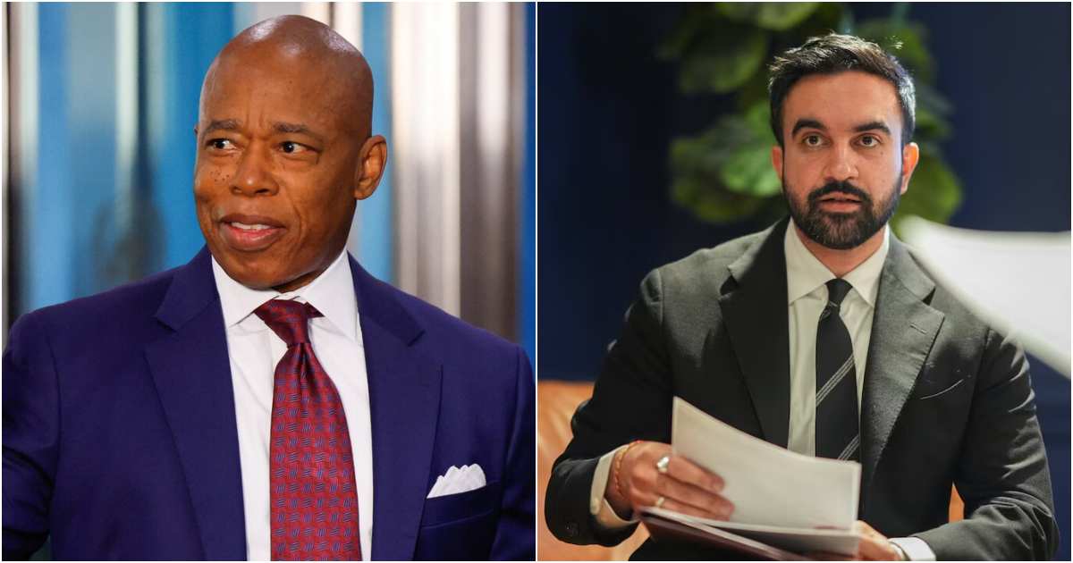 নিউ ইয়র্ক সিটির মেয়র এরিক অ্যাডামস ও মেয়র পদে জয়ী জোরান মামদানি। ছবি: রয়টার্স